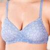 Floral print cotton fabric close up of padded wirefree bra for women