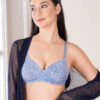 blue floral padded wirefree cotton bra everyday wear