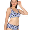Abstract print padded wirefree bra and brief set 45 degree angle view for women by Luv Mystery