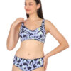 Abstract print padded wirefree bra and matching brief set front view for women by Luv Mystery