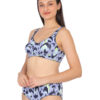 Abstract print padded wirefree bra and brief set side view showing fit and support by Luv Mystery