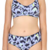 Abstract print padded wirefree bra close up view showing fabric and stitching by Luv Mystery