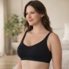 black cotton wirefree full coverage bra 45 degree view