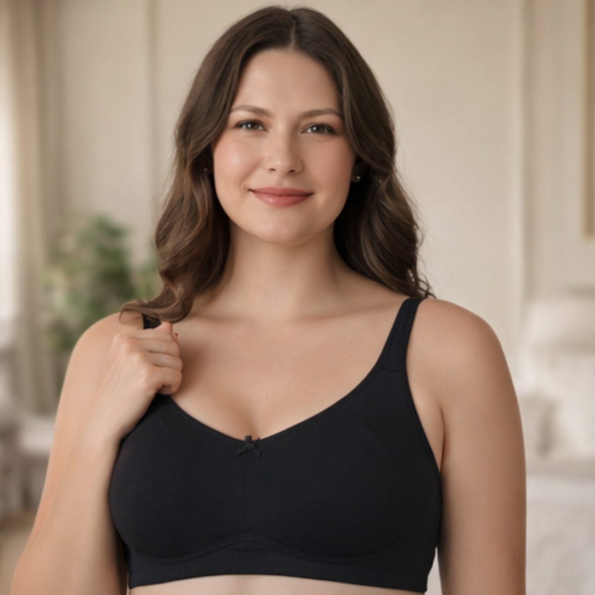 black cotton wirefree full coverage bra lifestyle wear