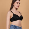 Black padded wirefree bra for women 45 degree angle view