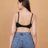 Black padded wirefree bra for women back view