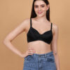 Black padded wirefree bra for women front view