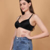 Black padded wirefree bra for women side view