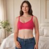 blush pink cotton wirefree full coverage bra front view