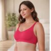 blush pink cotton wirefree full coverage bra side profile
