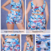High-waist cycling shorts and sports bra set fabric stretch and fit details