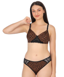 Convertible leopard print padded bra set front view worn normally by Luv Mystery convertible leopard print padded bra and bikini set for women by luv mystery