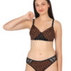Convertible leopard print padded bra set front view worn normally by Luv Mystery convertible leopard print padded bra and bikini set for women by luv mystery