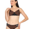 Convertible leopard print padded bra front view with transparent straps for backless outfits by Luv Mystery convertible leopard print padded bra and bikini set for women by luv mystery