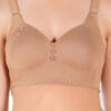 Close-up of cotton padded minimiser bra fabric and stitching quality