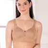 Cotton padded full coverage minimiser bra for women in nude color front view