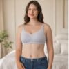 grey melange cotton wirefree full coverage bra front view