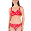 red heart print padded wirefree bra set for women