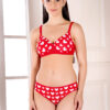 Red heart print padded wirefree bra and bikini brief set for women