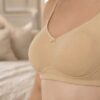 Nude cotton wirefree full coverage bra fabric detail