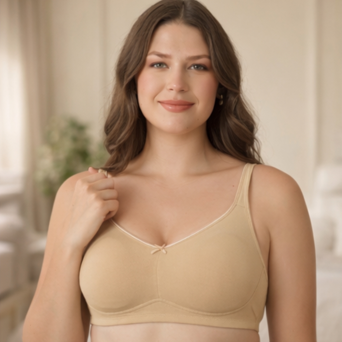 Nude cotton wirefree full coverage bra lifestyle wear