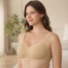 Nude cotton wirefree full coverage bra side profile