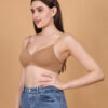 Nude padded wirefree bra for women 45 degree angle view