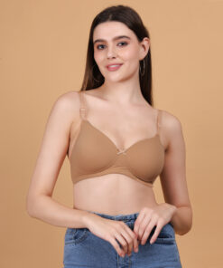 Nude padded wirefree bra for women front view
