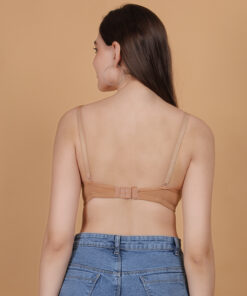 Nude padded wirefree plunge bra for women back view