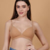 Nude padded wirefree plunge bra for women front view
