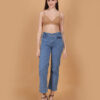 Nude padded wirefree plunge bra for women lifestyle fit image