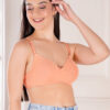 Peach padded wirefree bra 45 degree angle view