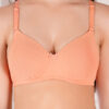 Peach padded wirefree bra fabric and stitching detail