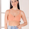 Peach padded wirefree bra front view for women