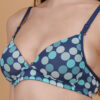 Polka dot printed padded wirefree bra fabric close up