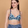 blue polka dot print plunge bra for women front view
