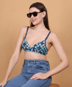 Polka dot printed padded wirefree bra for women lifestyle fit image