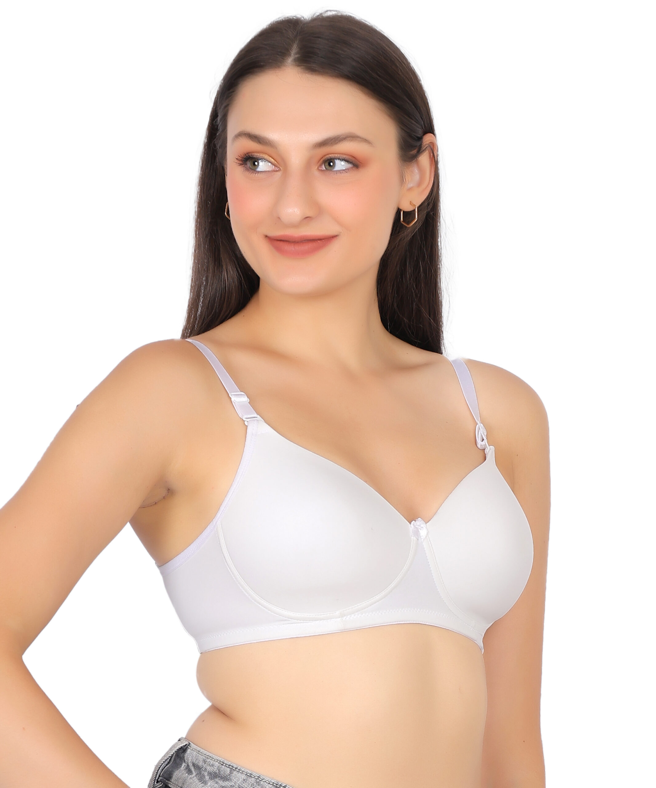 Premium white padded bra 45 degree angle view by Luv Mystery