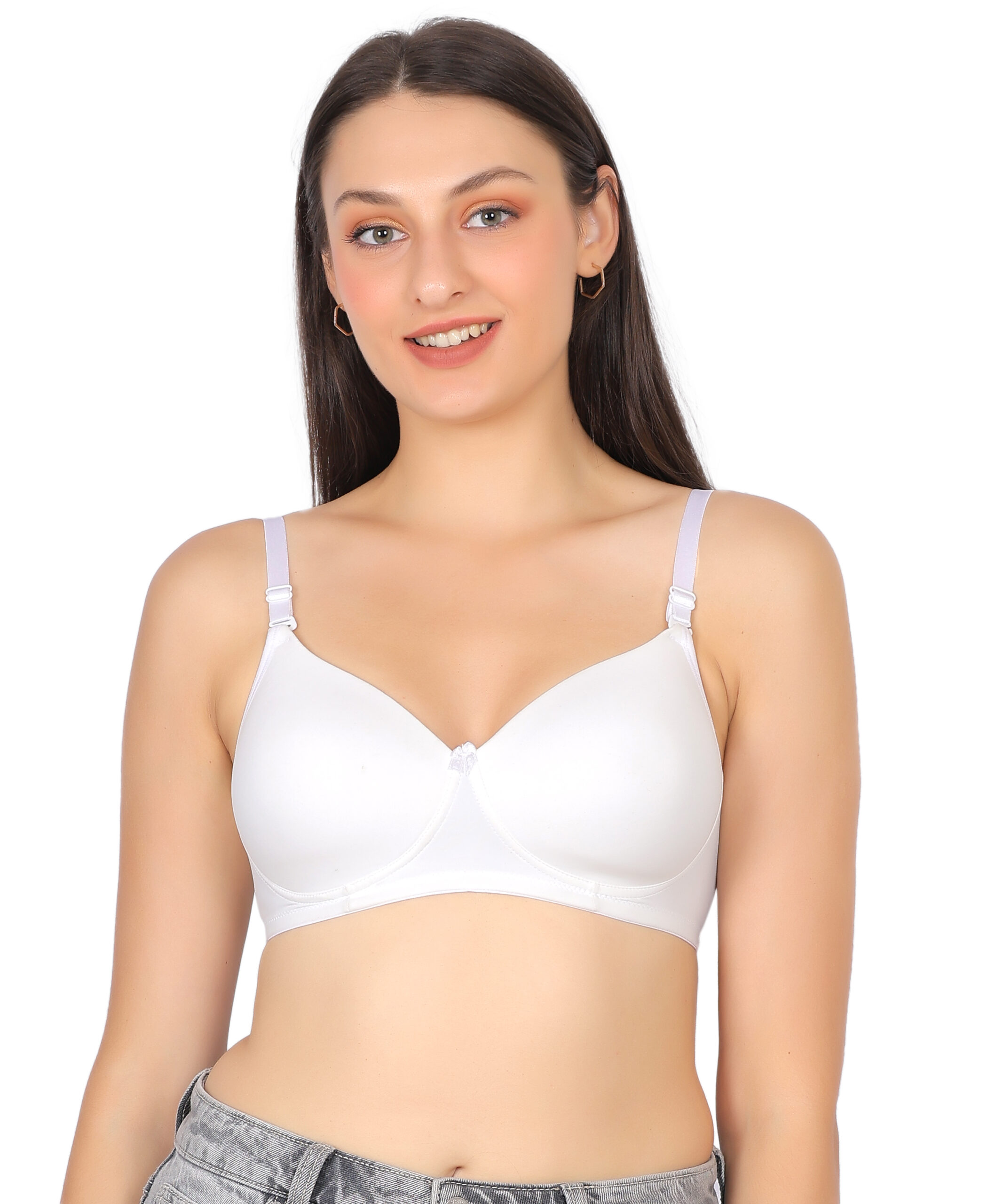 Premium white padded bra front view for women by Luv Mystery