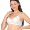 Premium white padded bra side view showing smooth fit by Luv Mystery