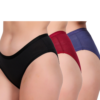 three piece cotton panty set for women in black maroon and navy blue