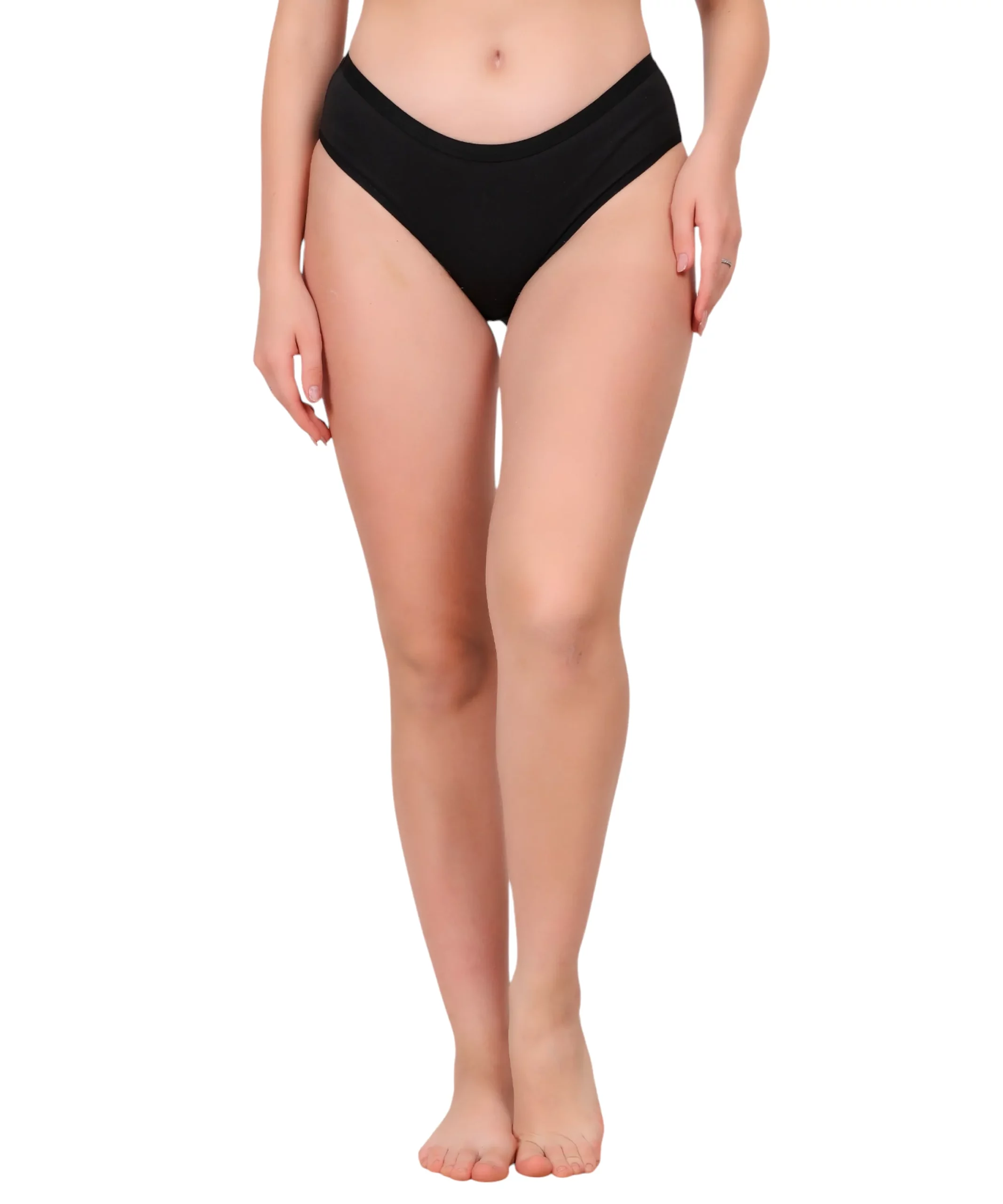 three piece panty set for women black cotton panty front view