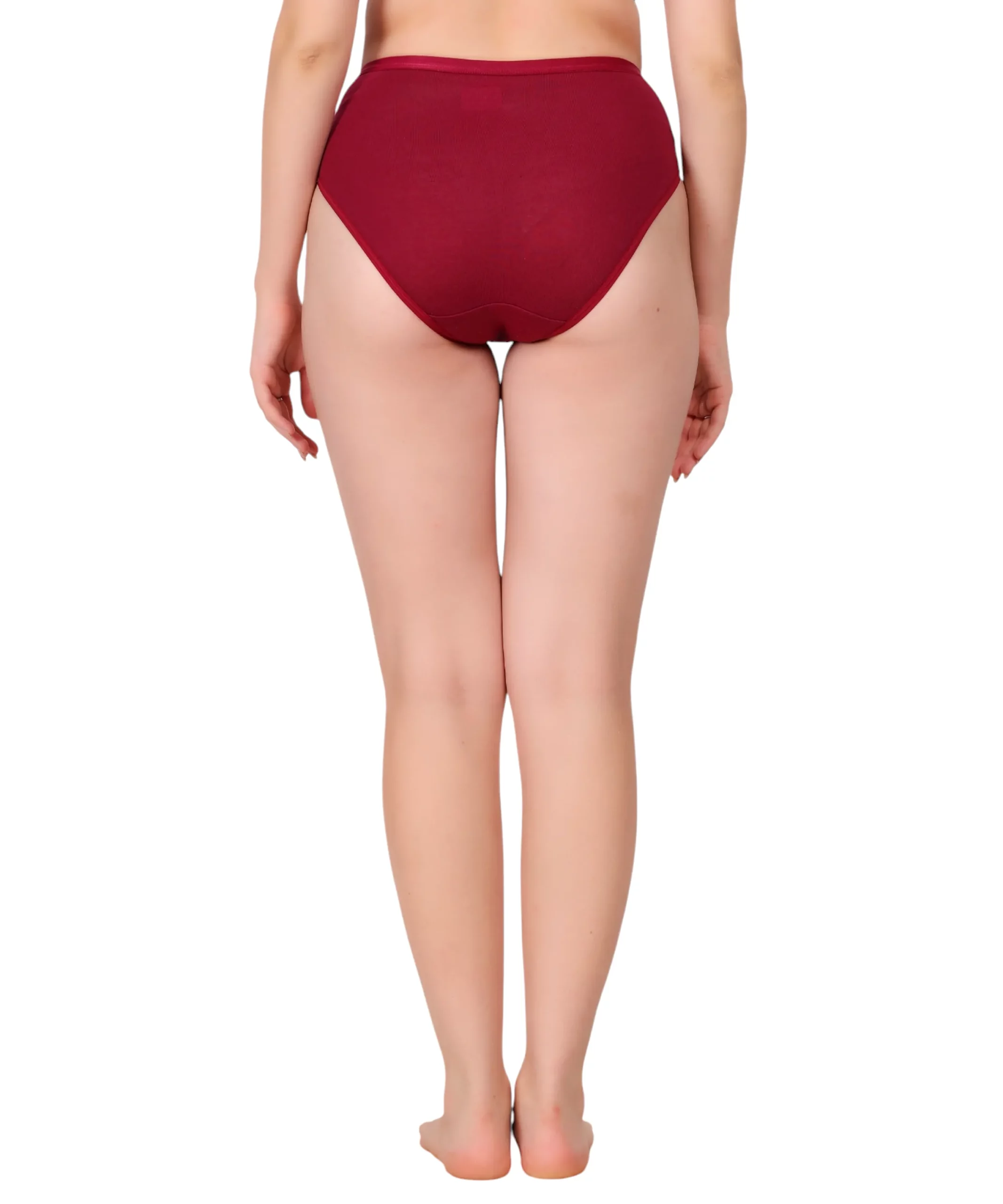 three piece panty set for women maroon full coverage back view
