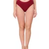 three piece panty set for women maroon cotton panty front view