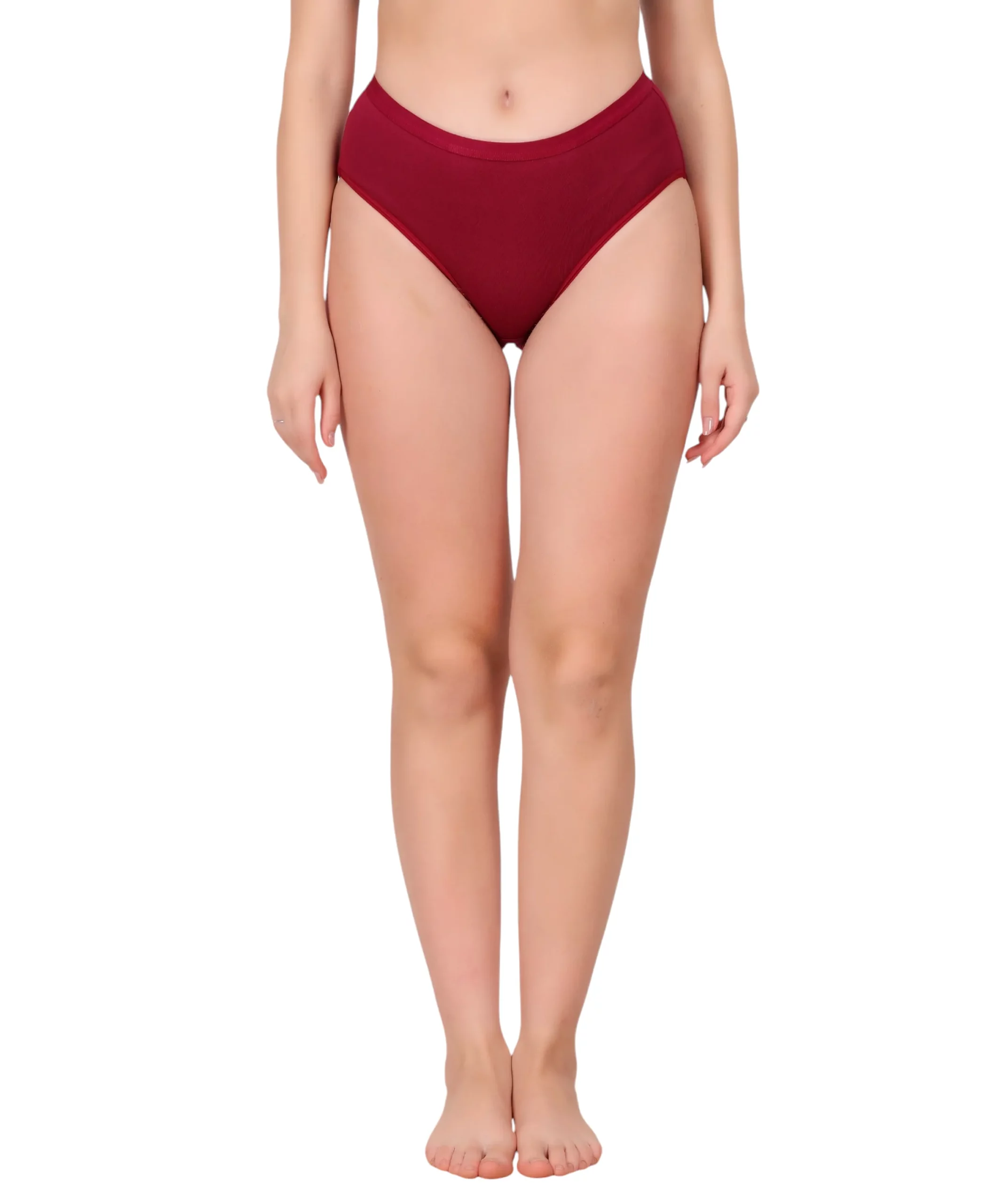 three piece panty set for women maroon cotton panty front view