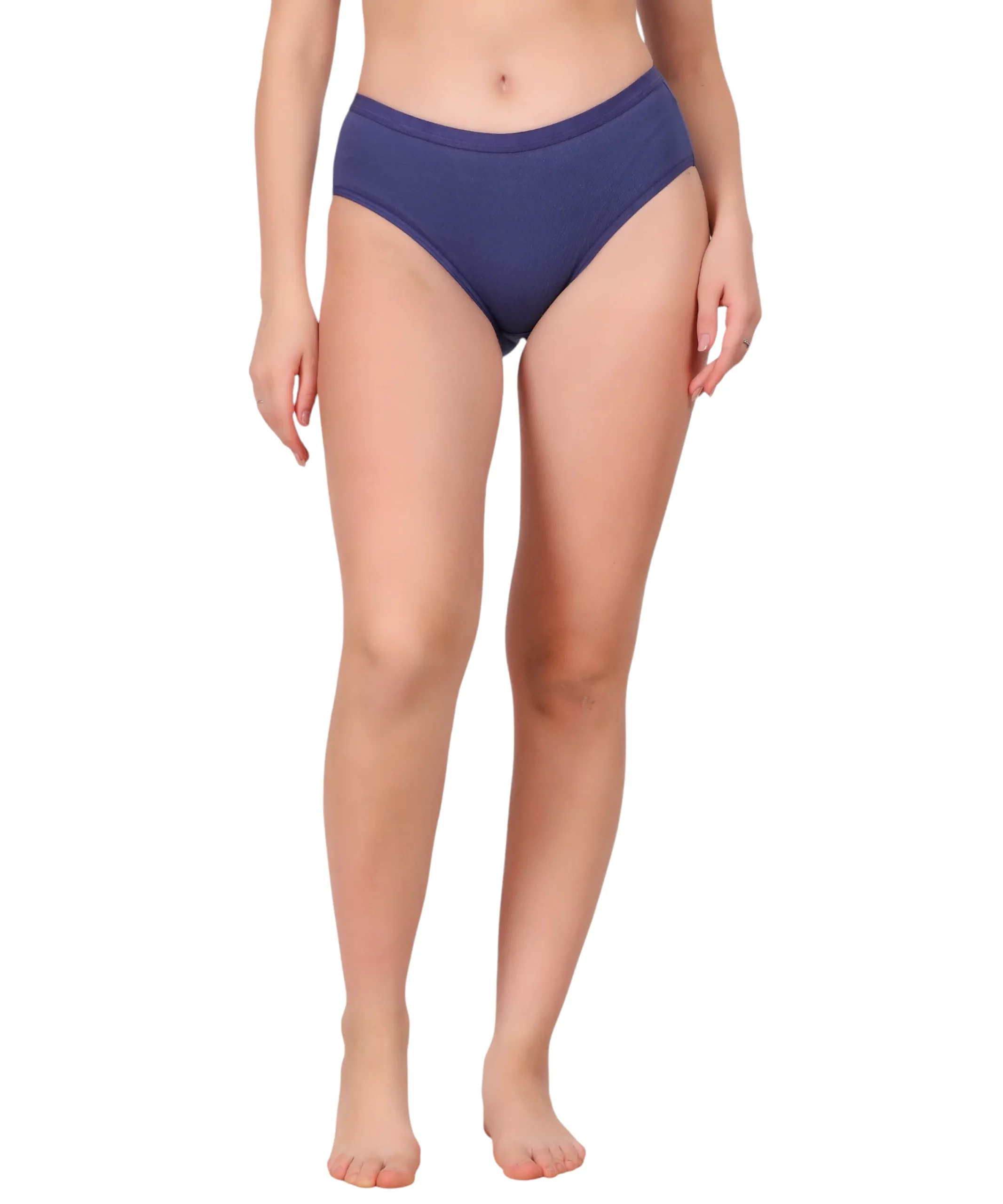 three piece panty set for women navy blue cotton panty front view
