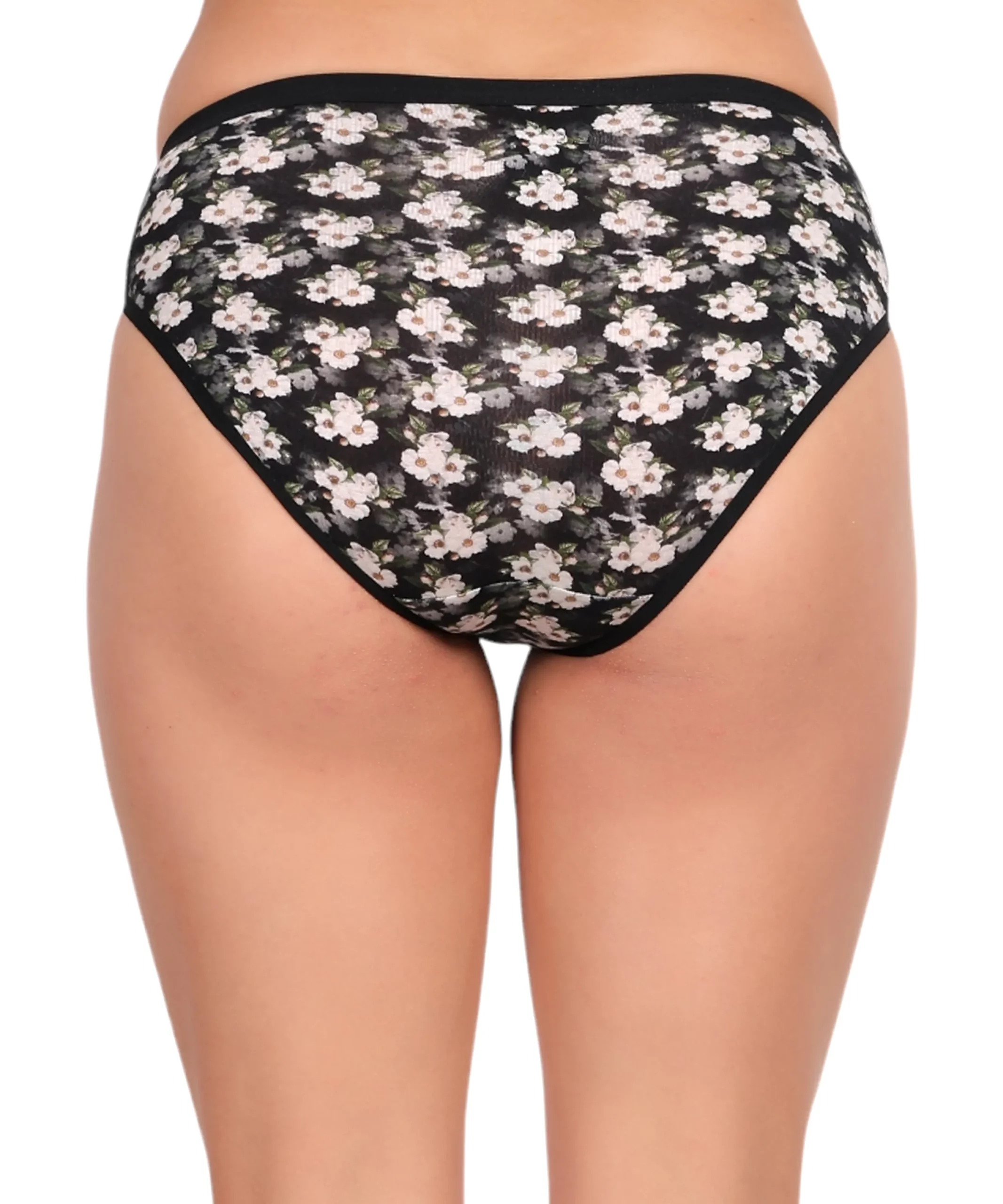 ultrasoft modal fabric panty set for women black floral back coverage