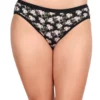 ultrasoft modal fabric panty set for women black floral print front view