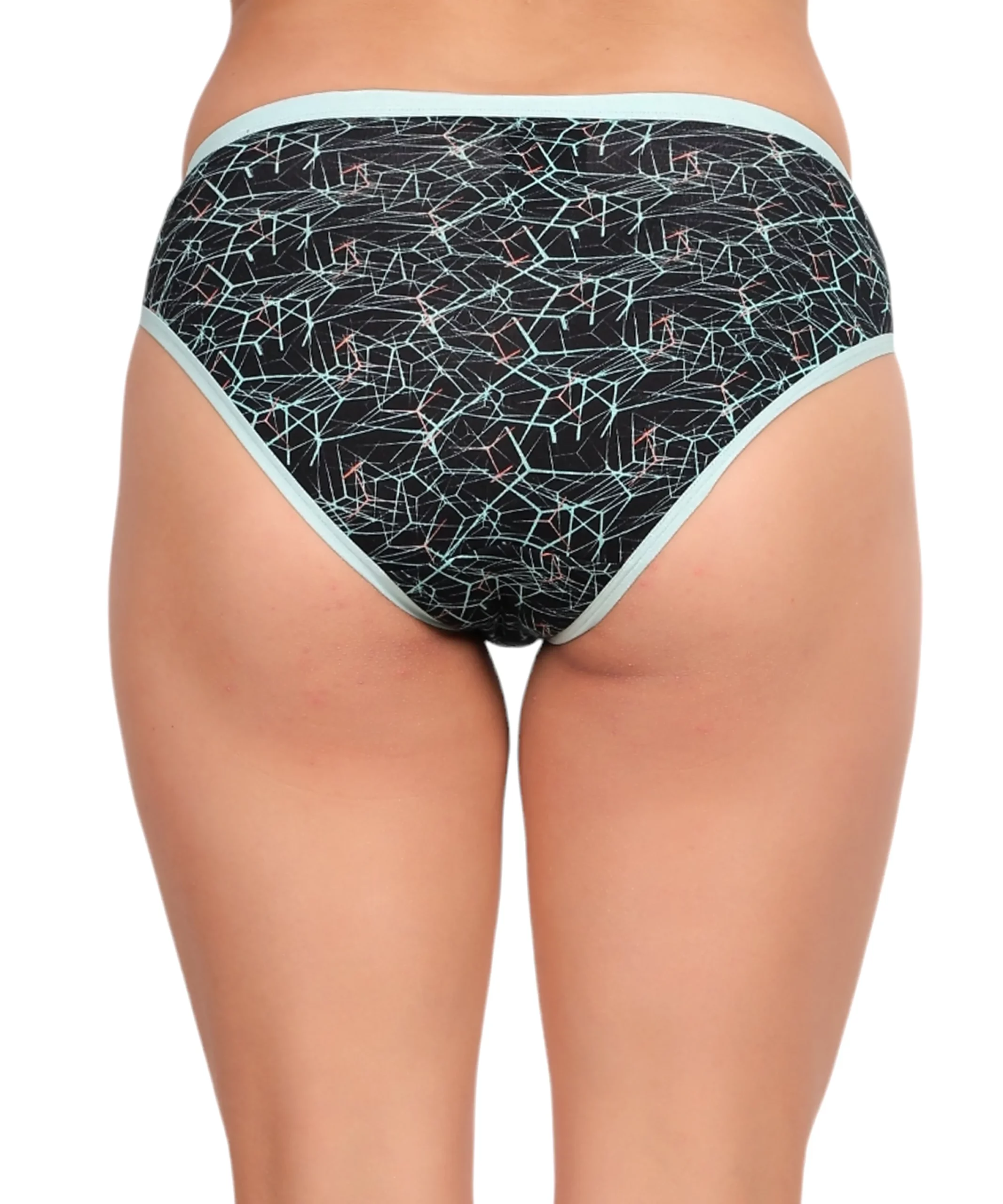 ultrasoft modal fabric panty set for women black geometric print back view