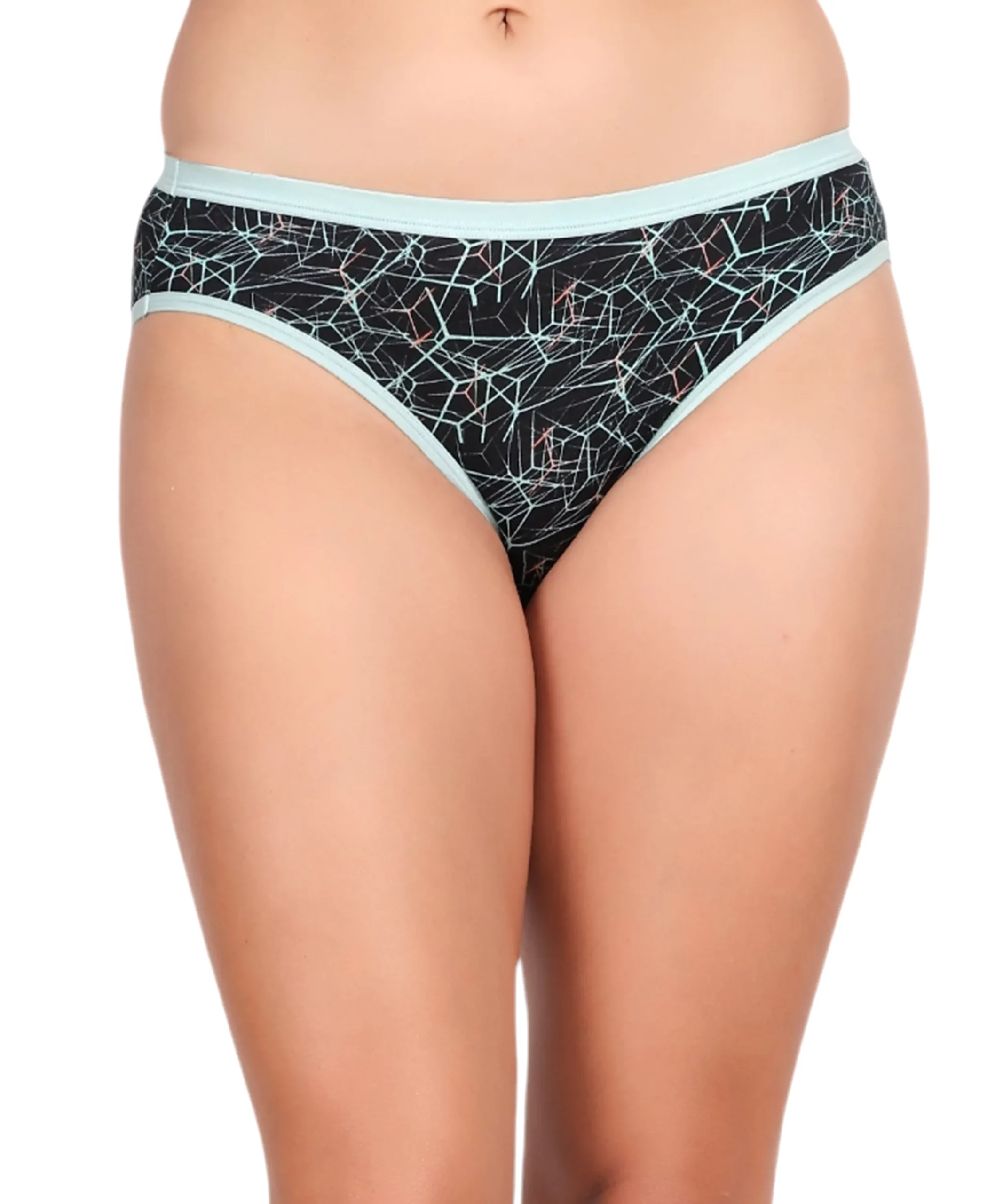 ultrasoft modal fabric panty set for women black geometric front view